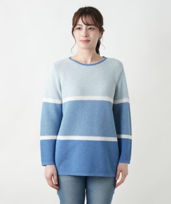 配色クルーネックニット