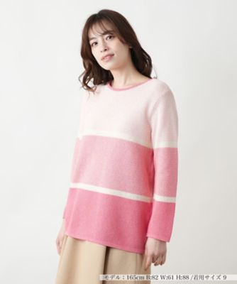 配色クルーネックニット