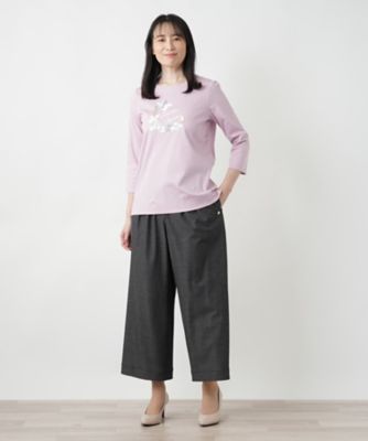 Leilian / レリアン 刺繍クルーネックTシャツ 刺繍クルーネックカットソー【Leilian WHITE LABEL】|レリアン