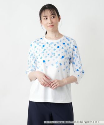 Leilian (Women)/レリアン プリントクルーネックTシャツ