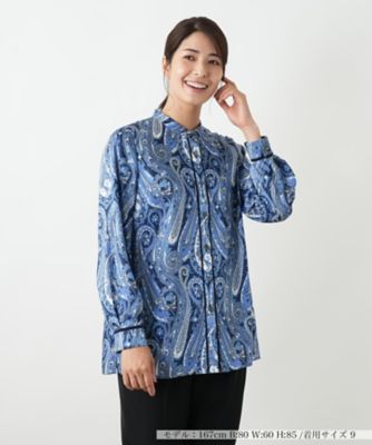 ＜Leilian (Women)＞ペイズリー柄バンドカラーブラウス