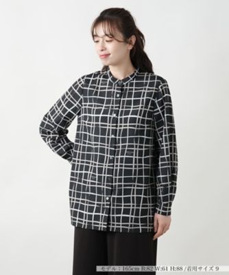 Leilian (Women)/レリアン チェックバンドカラーブラウス【ROCHAS Premiere】【RATTI】