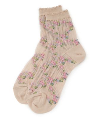小花柄ショートソックス