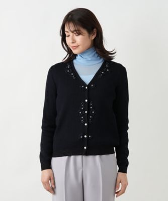 フラワー刺繍Ｖネックカーディガン【ＣＯＲＳＩＮＩ　＆　ＰＲＯＴＩ】