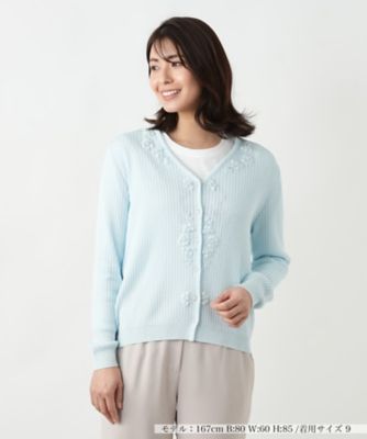 Leilian (Women)/レリアン フラワー刺繍Vネックカーディガン【CORSINI & PROTI】