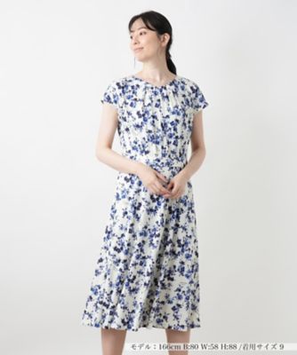 プリントフレアワンピース【ＲＯＣＨＡＳ　Ｐｒｅｍｉｅｒｅ】