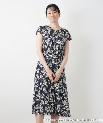 ＜Leilian (Women)＞プリントフレアワンピース【ＲＯＣＨＡＳ　Ｐｒｅｍｉｅｒｅ】