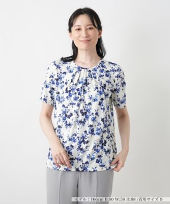 フラワー柄ギャザーブラウス【ＲＯＣＨＡＳ　Ｐｒｅｍｉｅｒｅ】