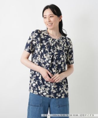 ＜Leilian (Women)＞フラワー柄ギャザーブラウス【ＲＯＣＨＡＳ　Ｐｒｅｍｉｅｒｅ】