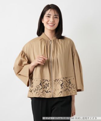 ＜Leilian (Women)＞レース切替ジップブルゾン