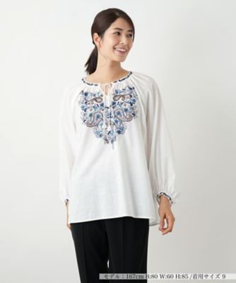 Leilian (Women)/レリアン 刺繍スモックブラウス
