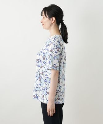 【極美品】レリアン Leilian リーフ柄カットソー ゆったり M 薄手 プリントカットソー | Leilian (Women)/レリアン | 三越伊勢丹