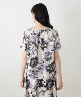 花柄クルーネックブラウス