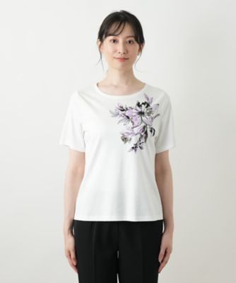 花柄クルーネックカットソー