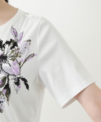 花柄クルーネックカットソー
