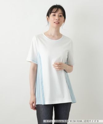 ＜Leilian (Women)＞ストライプ切替カットソー