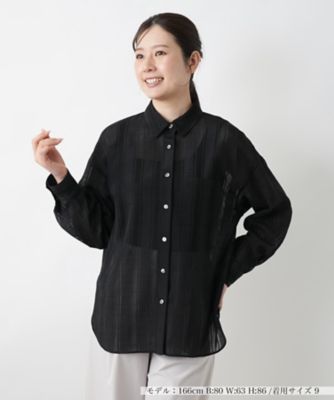 透かしストライプブラウス