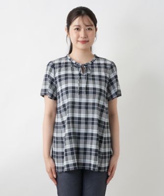 チェックブラウス