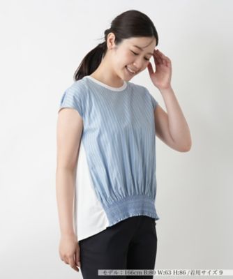 ＜Leilian (Women)＞ストライプ切替カットソー