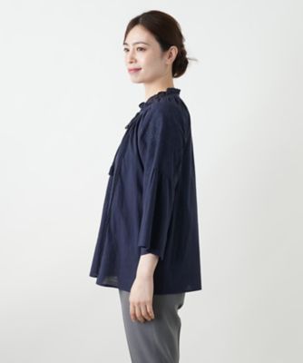 Leilian / レリアン 透かし編みビッグスリーブブラウス 刺繍フレアスリーブブラウス【Leilian WHITE