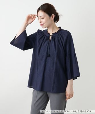 ＜Leilian (Women)＞刺繍フレアスリーブブラウス【Ｌｅｉｌｉａｎ　ＷＨＩＴＥ　ＬＡＢＥＬ】