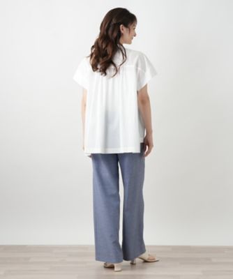 スタンドカラーギャザーブラウスＬｅｉｌｉａｎ　ＷＨＩＴＥ　ＬＡＢＥＬ】