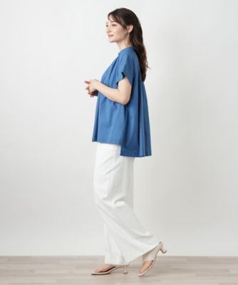 スタンドカラーギャザーブラウスＬｅｉｌｉａｎ　ＷＨＩＴＥ　ＬＡＢＥＬ】