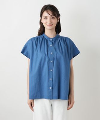 スタンドカラーギャザーブラウスＬｅｉｌｉａｎ　ＷＨＩＴＥ　ＬＡＢＥＬ】
