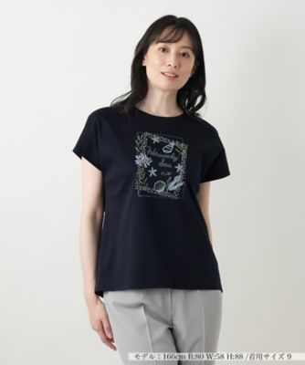 ＜Leilian (Women)＞刺繍フレンチスリーブカットソー【Ｌｅｉｌｉａｎ　ＷＨＩＴＥ　ＬＡＢＥＬ】