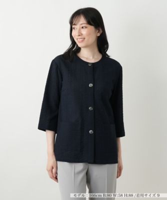 ＜Leilian (Women)＞ノーカラージャケット【Ｌｅｉｌｉａｎ　ＷＨＩＴＥ　ＬＡＢＥＬ】