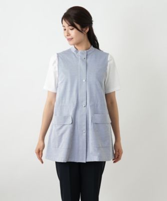 【新品】定価52,800円　レリアン　スタンドカラーベスト　ブルー　13＋ スタンドカラーベスト【Leilian WHITE LABEL