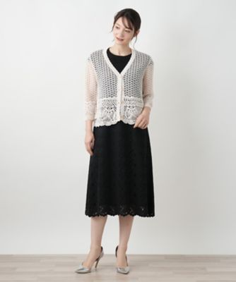 かぎ編みＶネックカーディガン【Ｌｅｉｌｉａｎ　ＷＨＩＴＥ　ＬＡＢＥＬ】