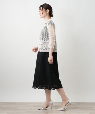 かぎ編みＶネックカーディガン【Ｌｅｉｌｉａｎ　ＷＨＩＴＥ　ＬＡＢＥＬ】
