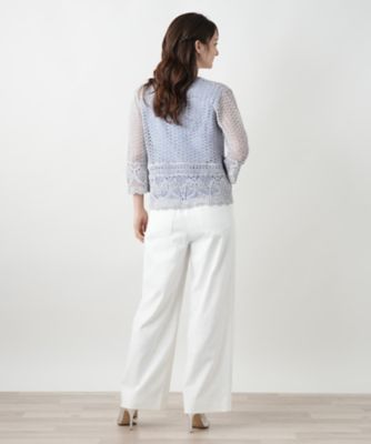 かぎ編みＶネックカーディガン【Ｌｅｉｌｉａｎ　ＷＨＩＴＥ　ＬＡＢＥＬ】