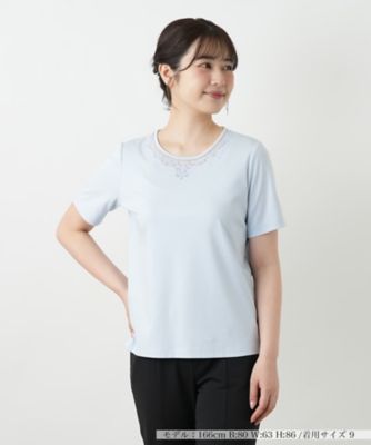 ＜Leilian (Women)＞刺繍クルーネックカットソー【Ｌｅｉｌｉａｎ　ＷＨＩＴＥ　ＬＡＢＥＬ】