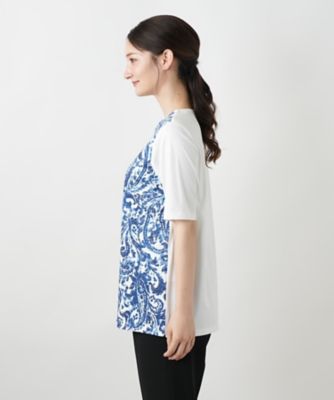 ペイズリー柄プリントカットソー【Leilian WHITE