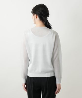 ラメクルーネックカーディガン【Ｌｅｉｌｉａｎ　ＷＨＩＴＥ　ＬＡＢＥＬ】
