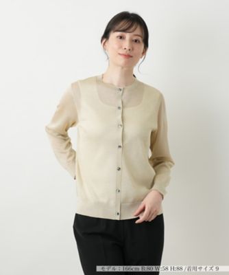 ＜Leilian (Women)＞ラメクルーネックカーディガン【Ｌｅｉｌｉａｎ　ＷＨＩＴＥ　ＬＡＢＥＬ】
