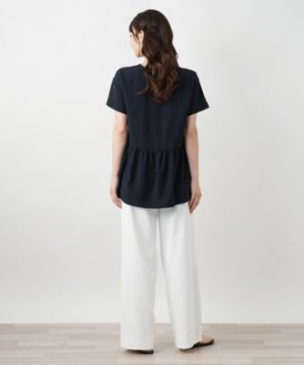 バックギャザー切替カットソー【Leilian WHITE