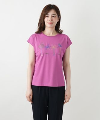 刺繍フレンチスリーブＴシャツ【Ｌｅｉｌｉａｎ　ＷＨＩＴＥ　ＬＡＢＥＬ】