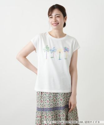 刺繍フレンチスリーブＴシャツ【Ｌｅｉｌｉａｎ　ＷＨＩＴＥ　ＬＡＢＥＬ】
