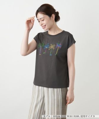 刺繍フレンチスリーブＴシャツ【Ｌｅｉｌｉａｎ　ＷＨＩＴＥ　ＬＡＢＥＬ】