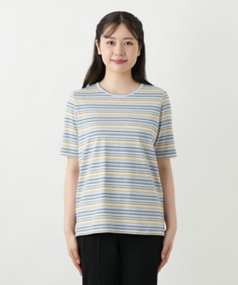 幾何学ボーダーカットソー【Ｌｅｉｌｉａｎ　ＷＨＩＴＥ　ＬＡＢＥＬ】