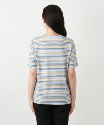 幾何学ボーダーカットソー【Ｌｅｉｌｉａｎ　ＷＨＩＴＥ　ＬＡＢＥＬ】