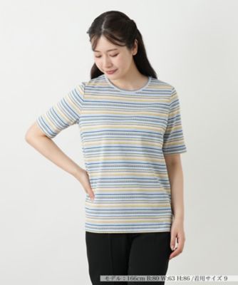 ＜Leilian (Women)＞幾何学ボーダーカットソー【Ｌｅｉｌｉａｎ　ＷＨＩＴＥ　ＬＡＢＥＬ】