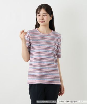 幾何学ボーダーカットソー【Ｌｅｉｌｉａｎ　ＷＨＩＴＥ　ＬＡＢＥＬ】