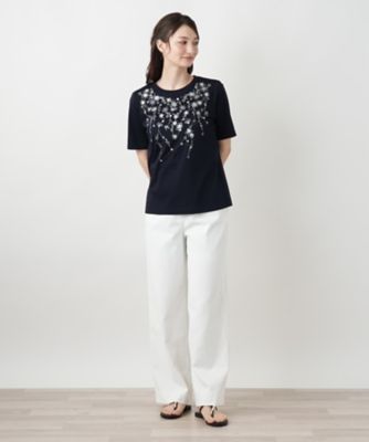 スパンコール刺繍Ｔシャツ【Ｌｅｉｌｉａｎ　ＷＨＩＴＥ　ＬＡＢＥＬ】
