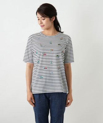 刺繍ボーダーカットソー【Ｌｅｉｌｉａｎ　ＷＨＩＴＥ　ＬＡＢＥＬ】