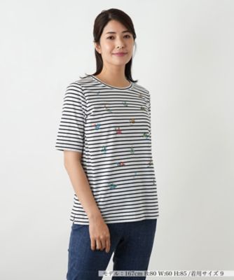 刺繍ボーダーカットソー【Ｌｅｉｌｉａｎ　ＷＨＩＴＥ　ＬＡＢＥＬ】