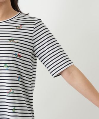 刺繍ボーダーカットソー【Ｌｅｉｌｉａｎ　ＷＨＩＴＥ　ＬＡＢＥＬ】